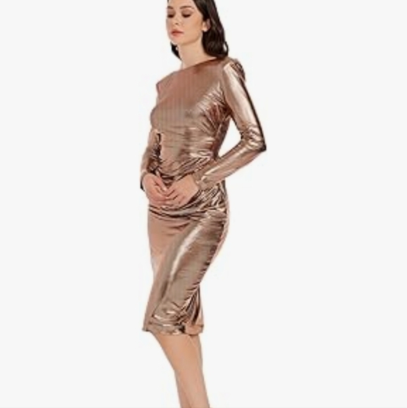 Dress the Population Emilia Gold Metallic Bodycon Dress - Picture 2 of 7